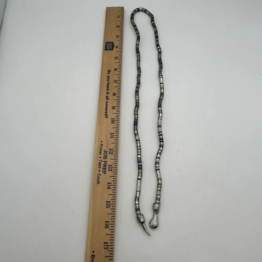 Vintage Silver Tone Snake Wrap Collar Necklace/Bracelet Black Eyes Adjustable